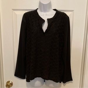 Simply Vera Vera Wang black semi-sheer blouse size petite large